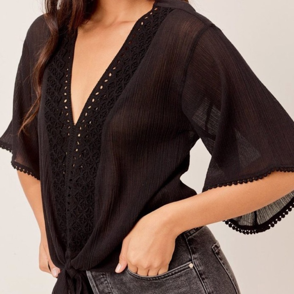 NWOT / Vici Lovestitch Noah Eyelet Trim Top - Picture 2 of 11